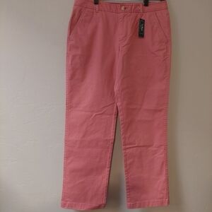 L L Bean Rose Pink Chino Pants Favorite Fit Style Women Size 8 Front Pockets Zip